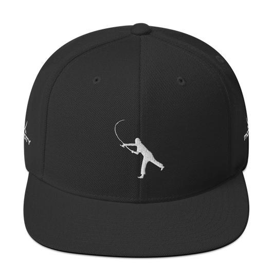 Snapback Hat White Fishing Logo