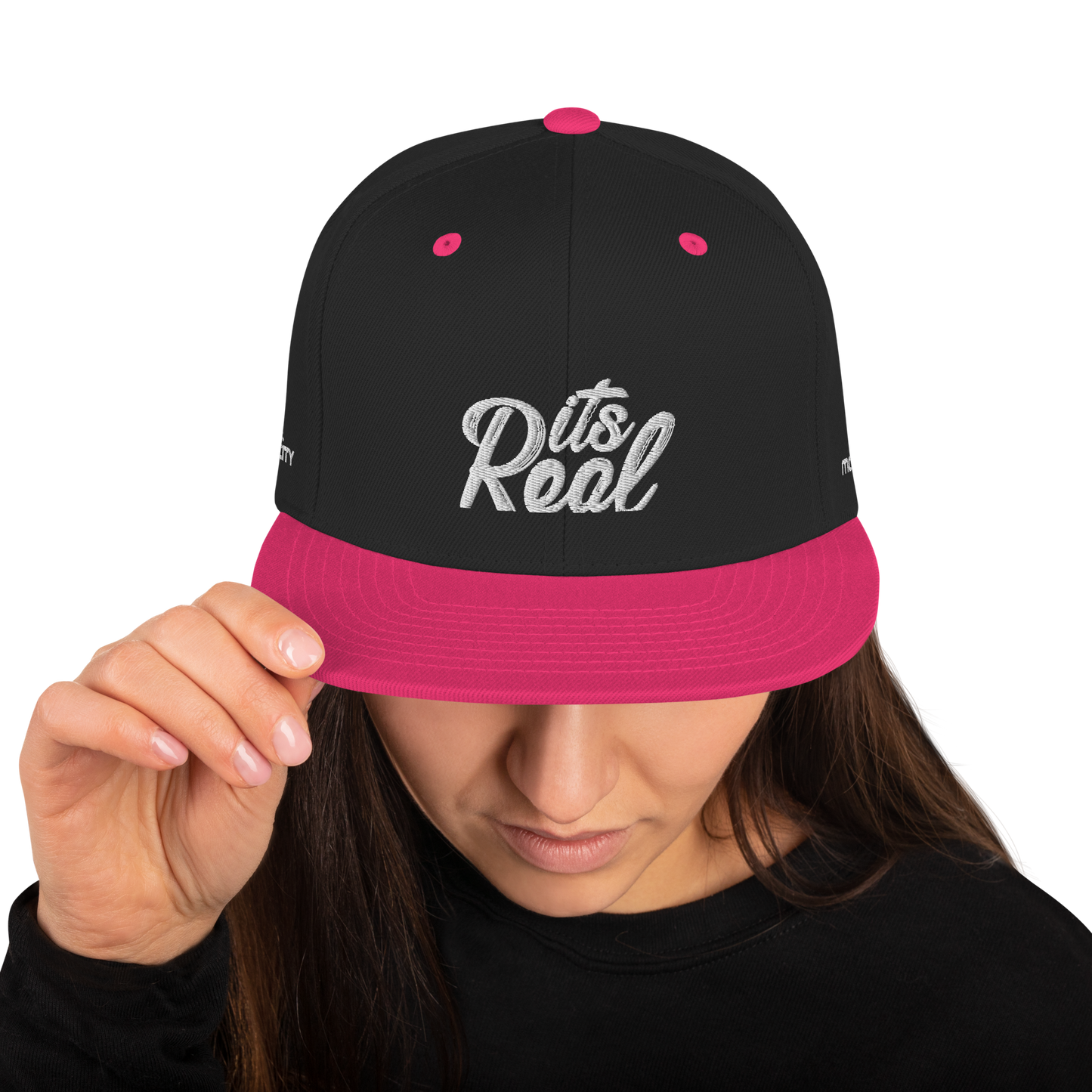 Its Real Snapback Hat White Text