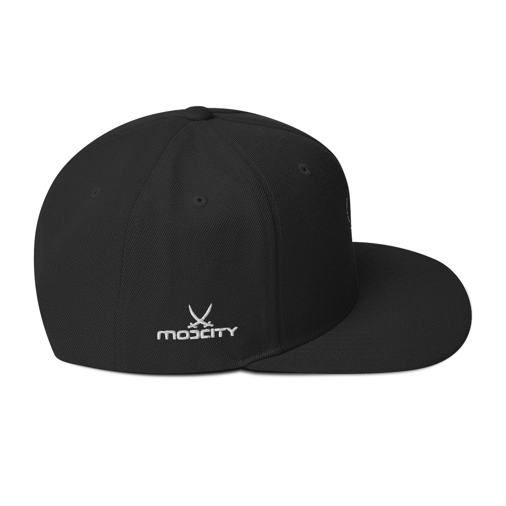 Snapback Hat White Fishing Logo