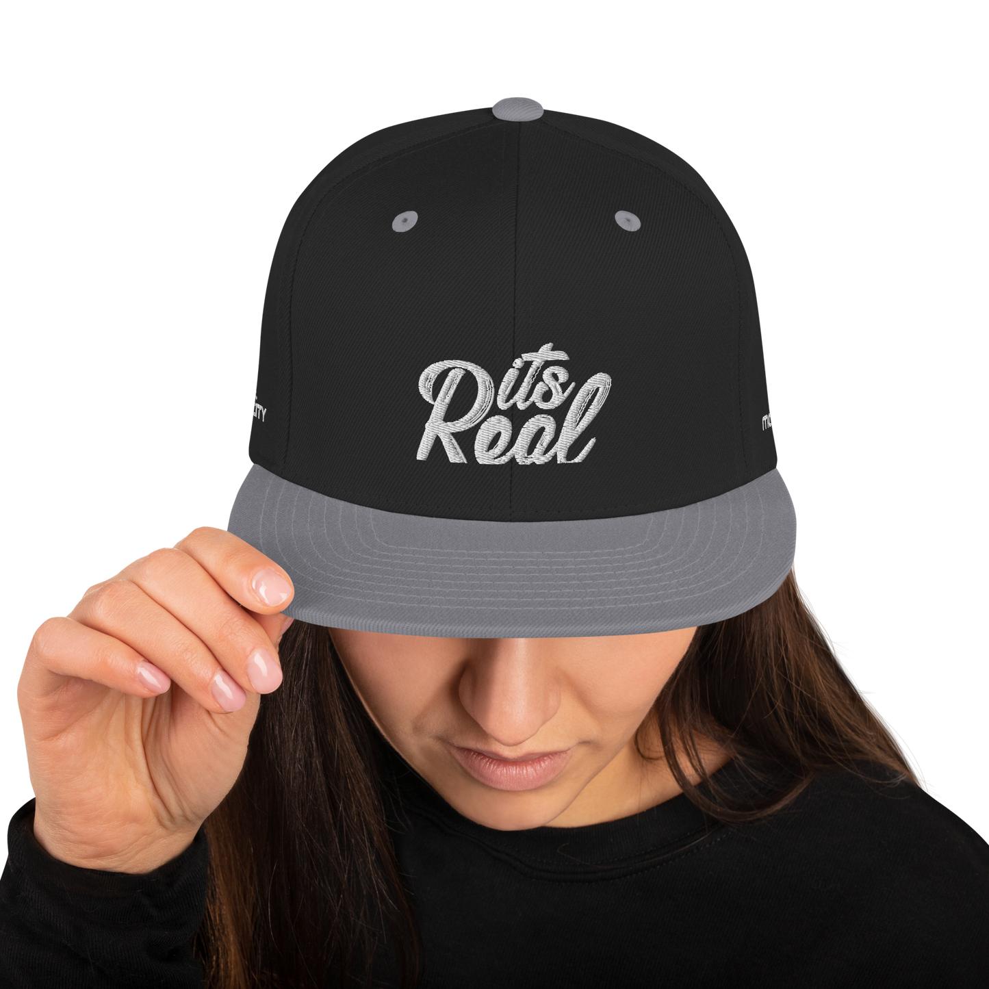 Its Real Snapback Hat White Text