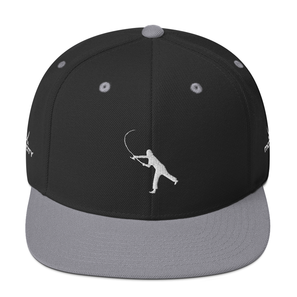 Snapback Hat White Fishing Logo