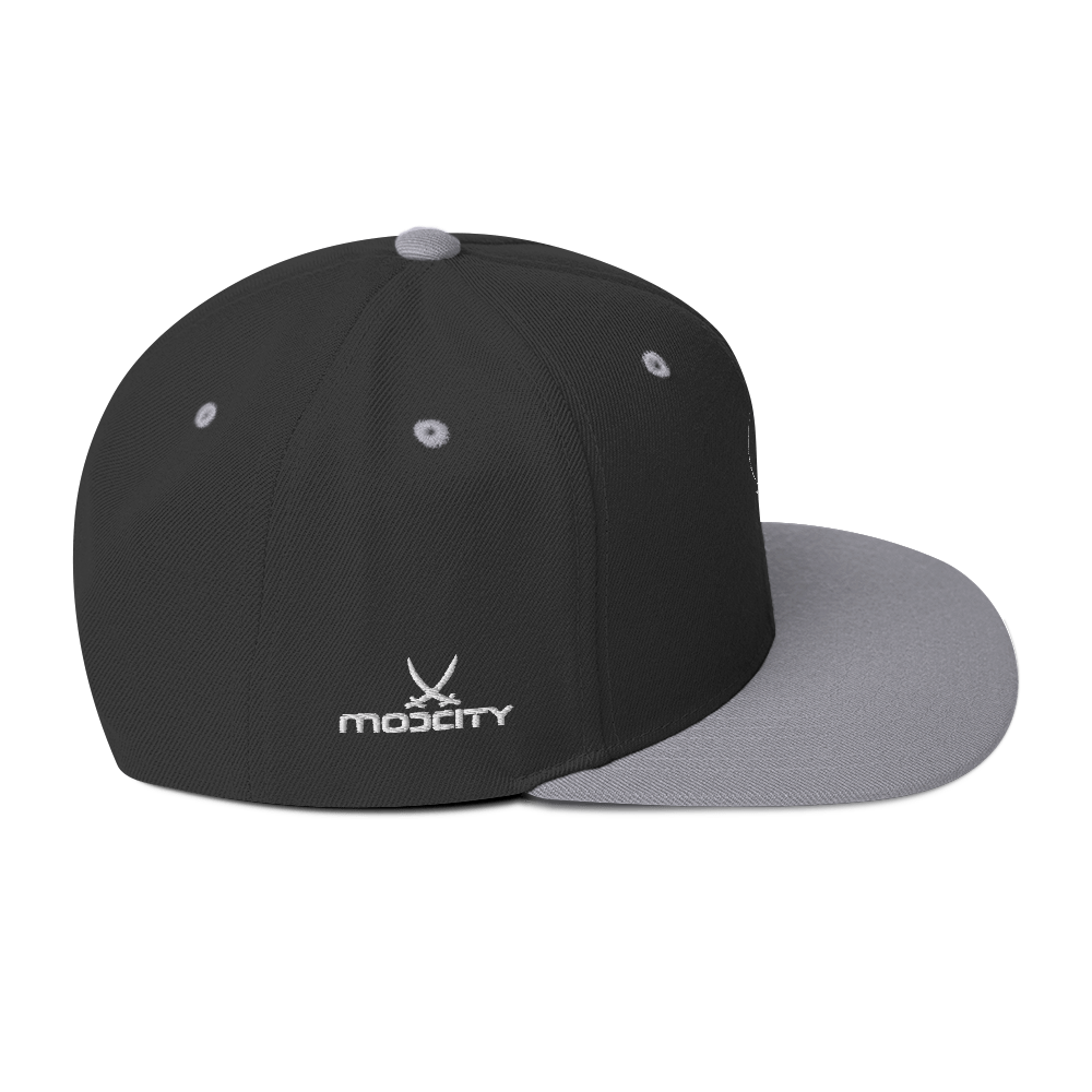 Snapback Hat White Fishing Logo