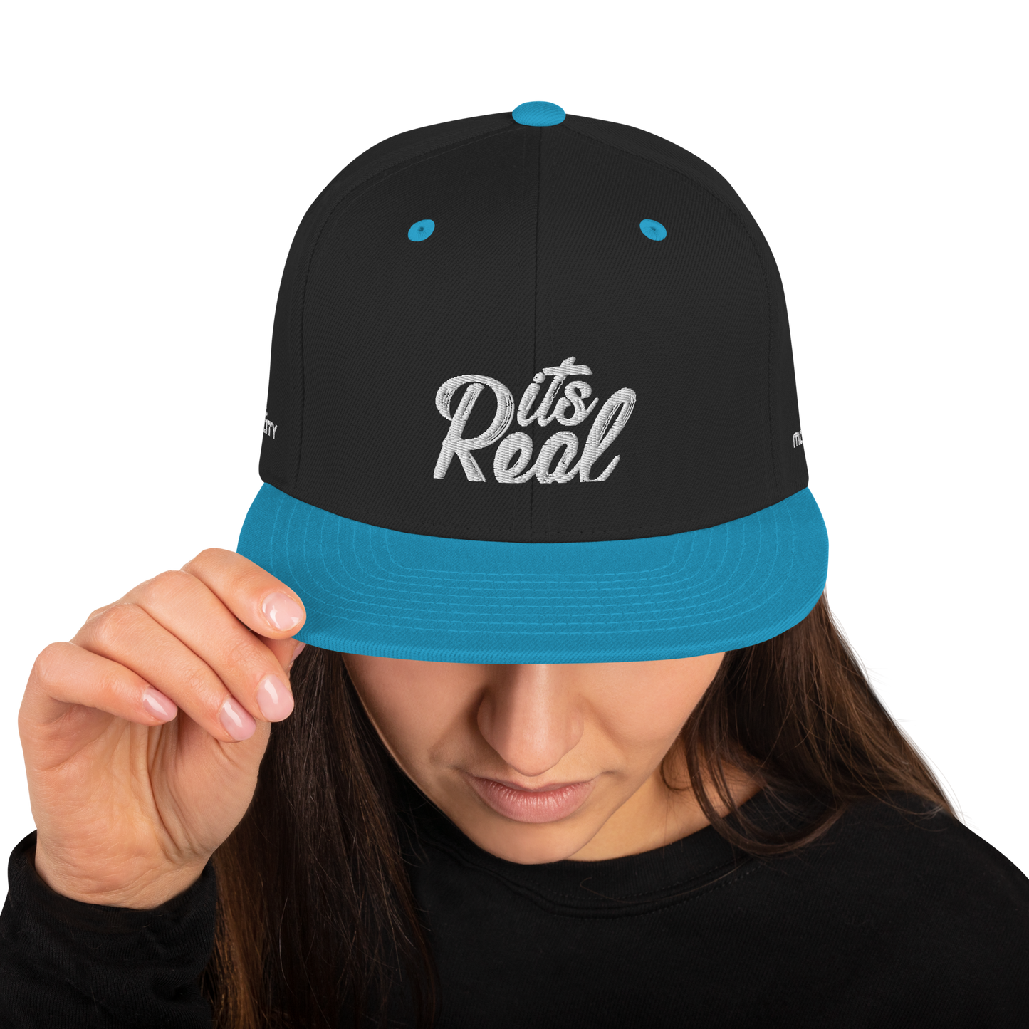 Its Real Snapback Hat White Text