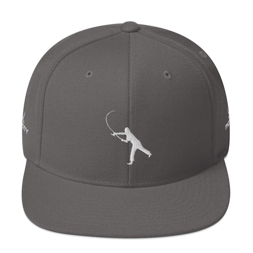 Snapback Hat White Fishing Logo