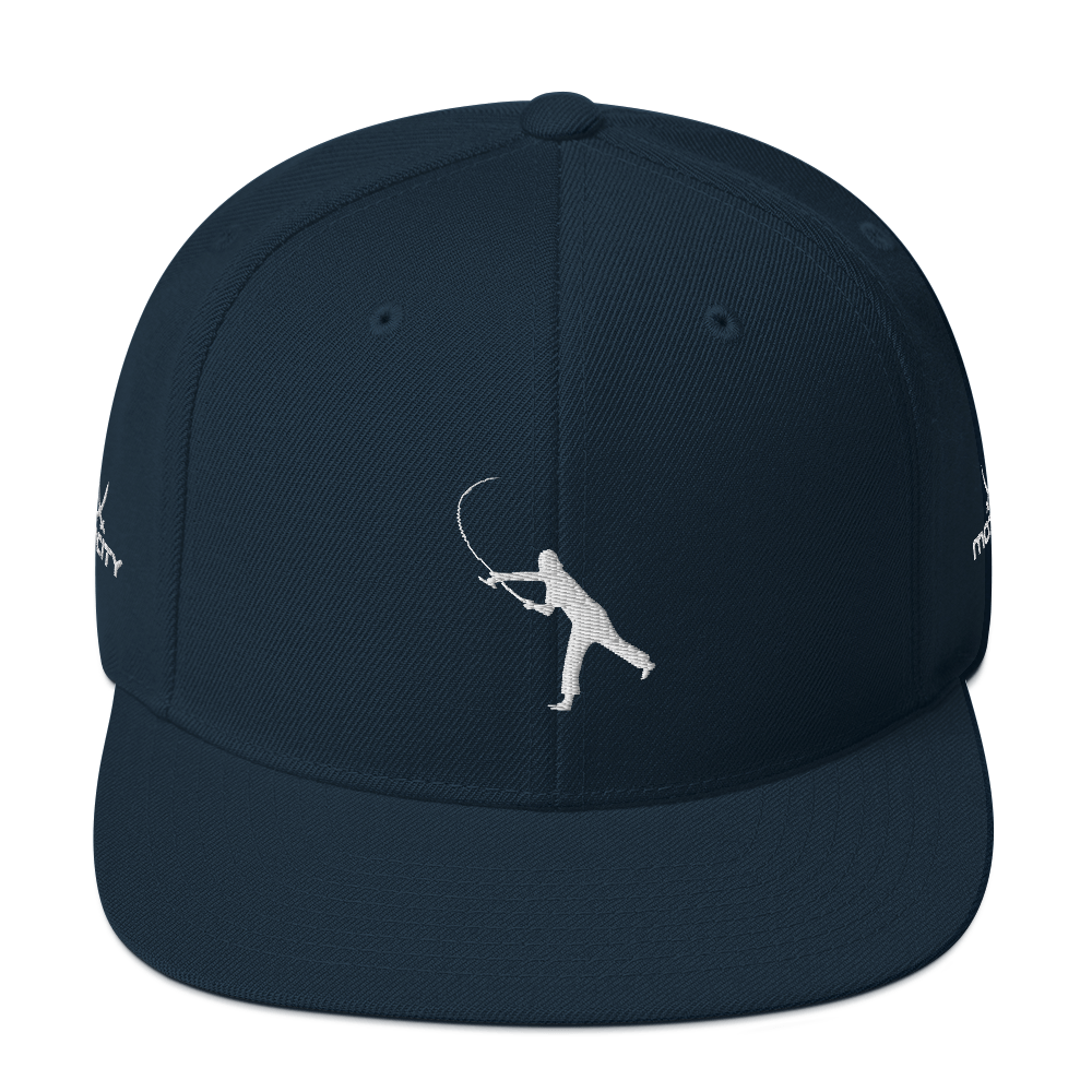 Snapback Hat White Fishing Logo