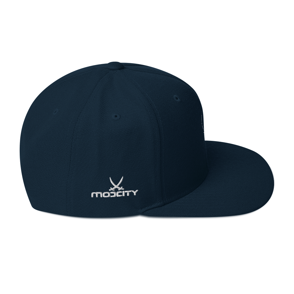 Snapback Hat White Fishing Logo