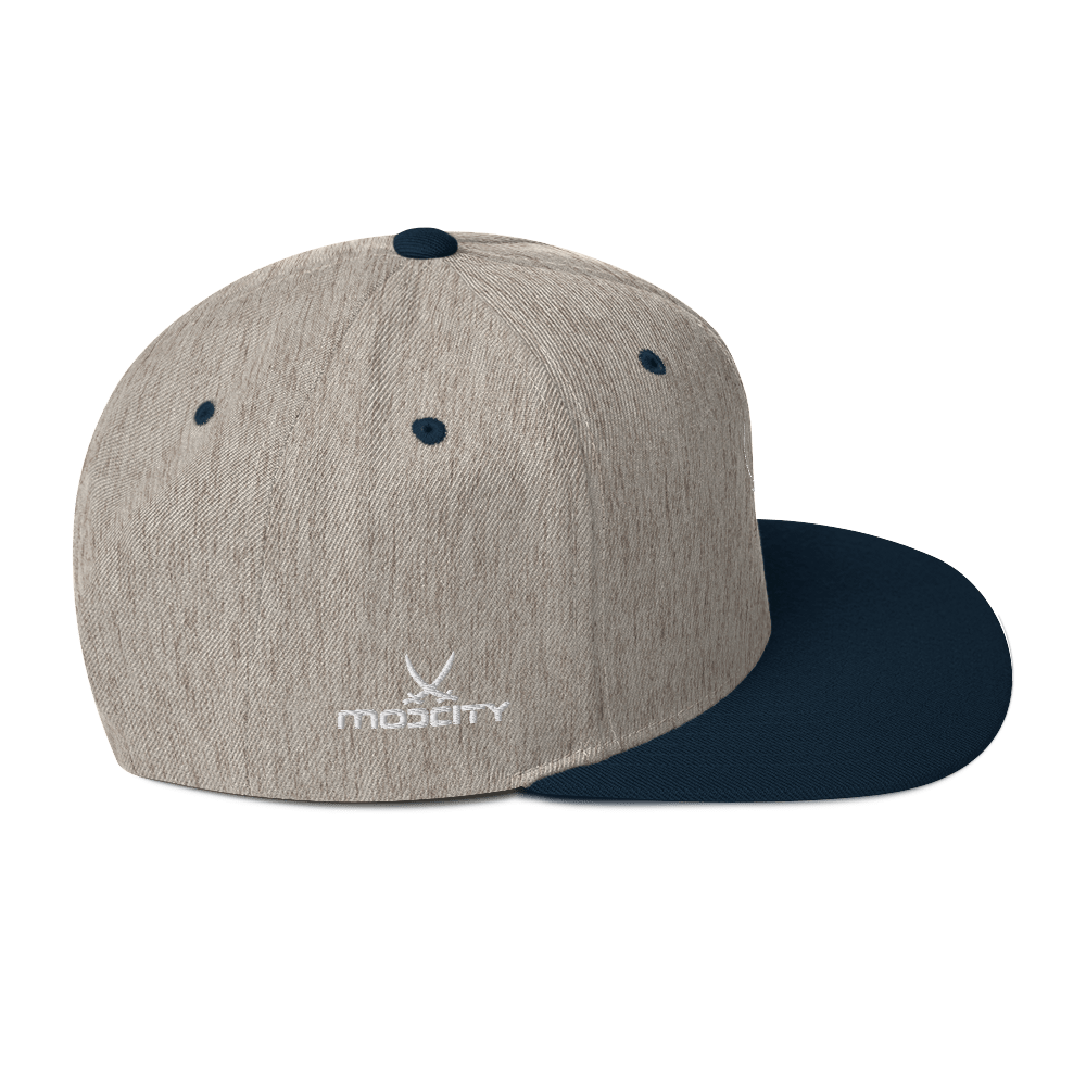 Snapback Hat White Fishing Logo