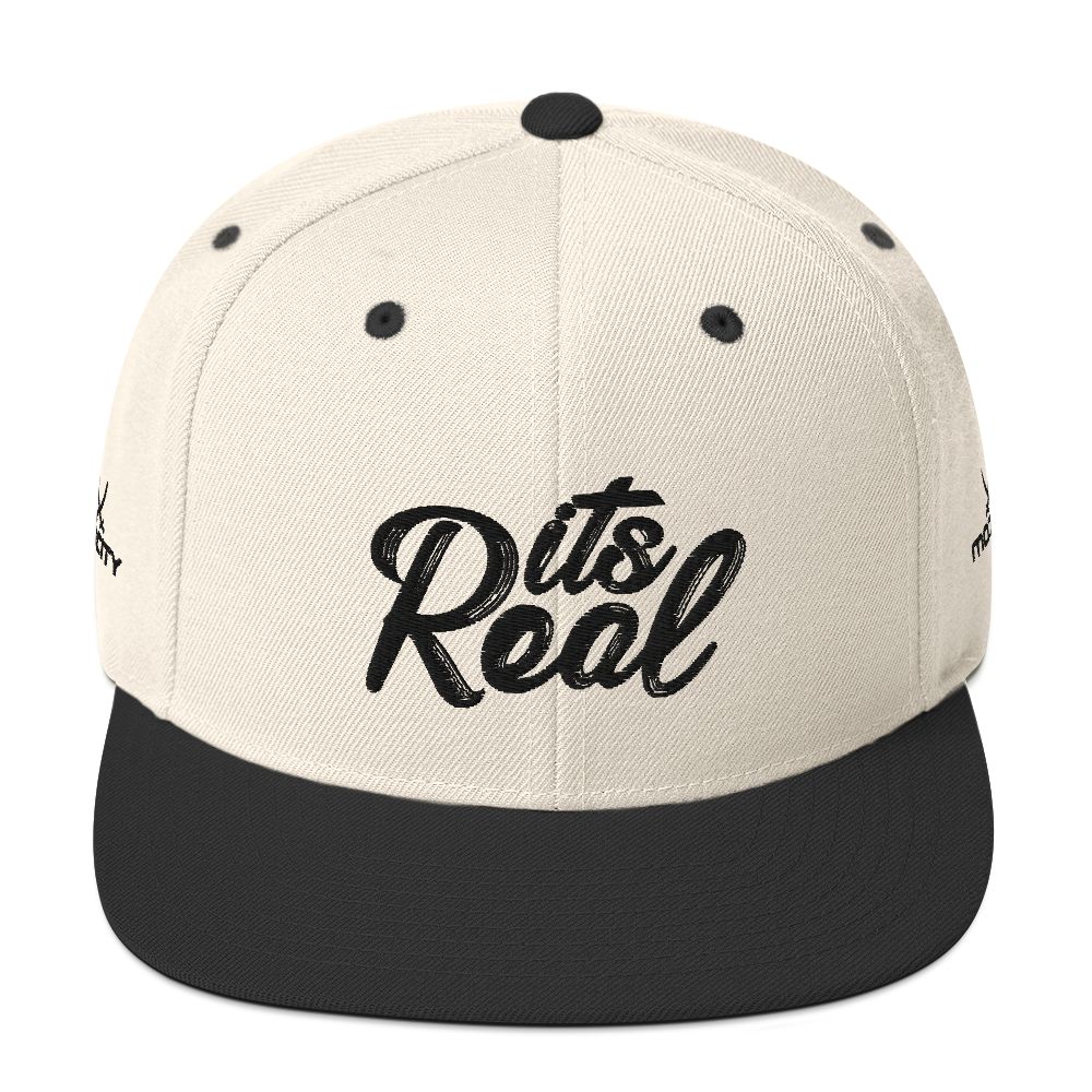 Its Real Snapback Hat Black Text