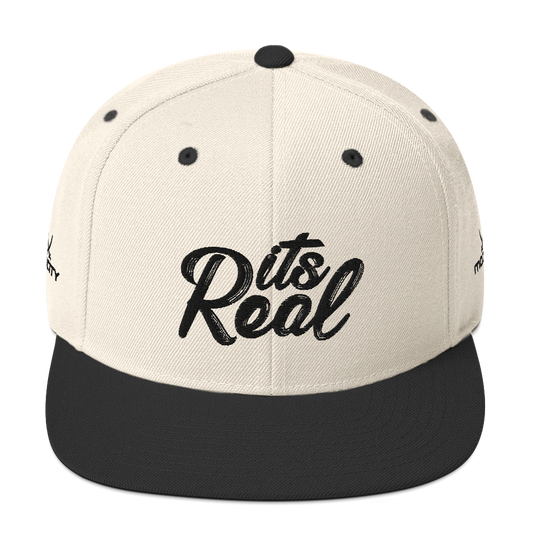 Its Real Snapback Hat Black Text