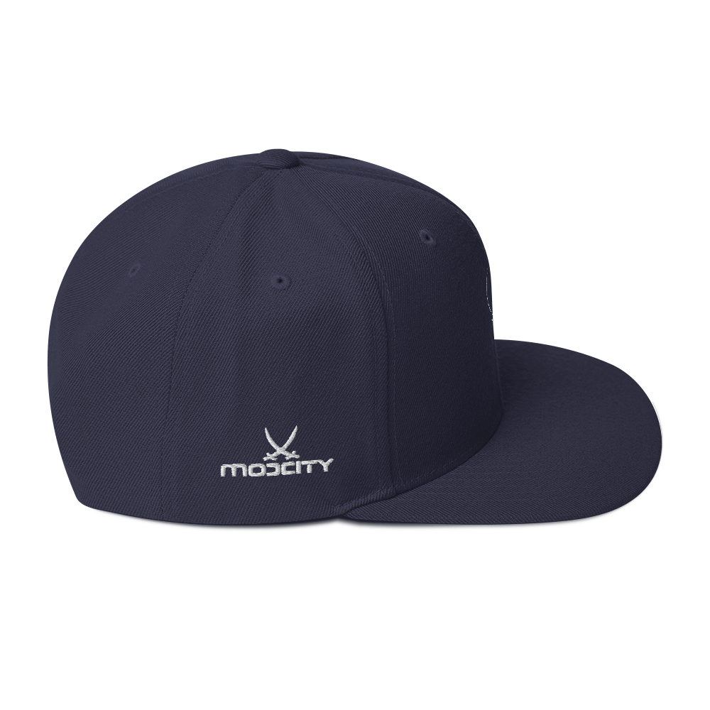 Snapback Hat White Fishing Logo