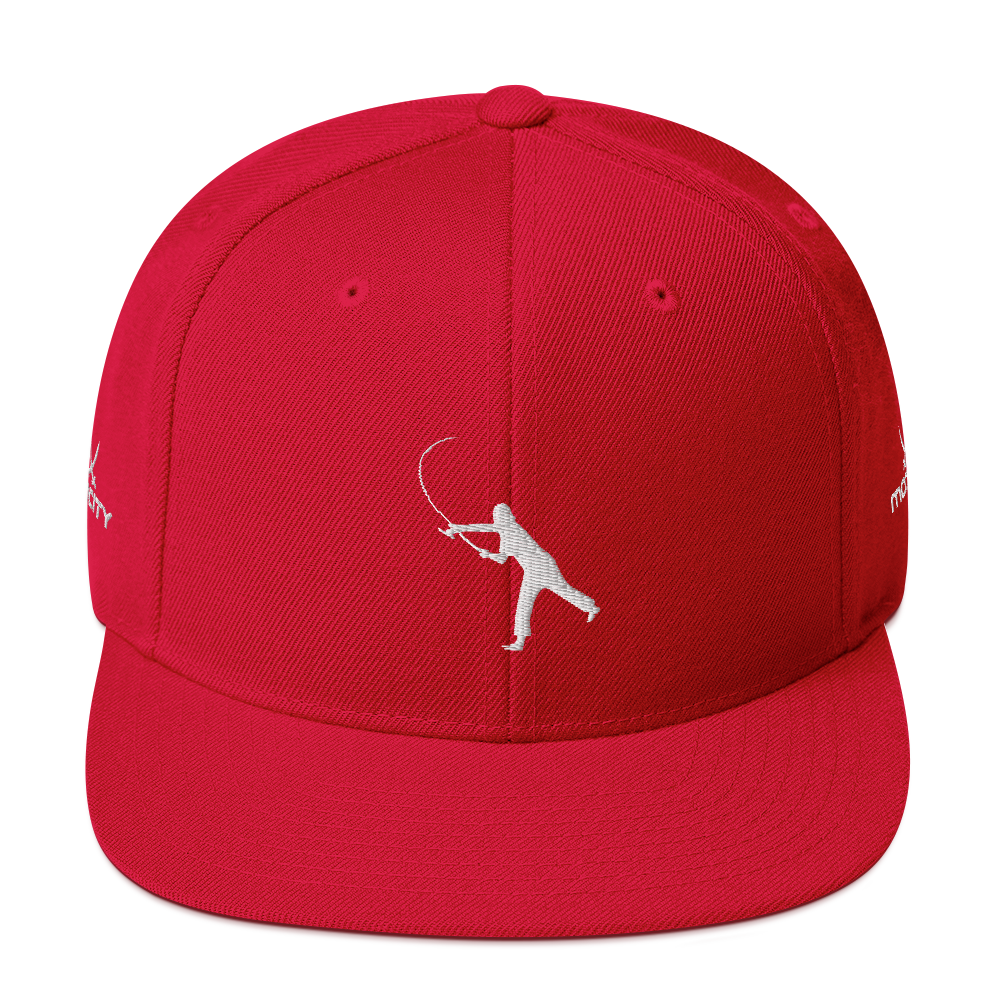 Snapback Hat White Fishing Logo