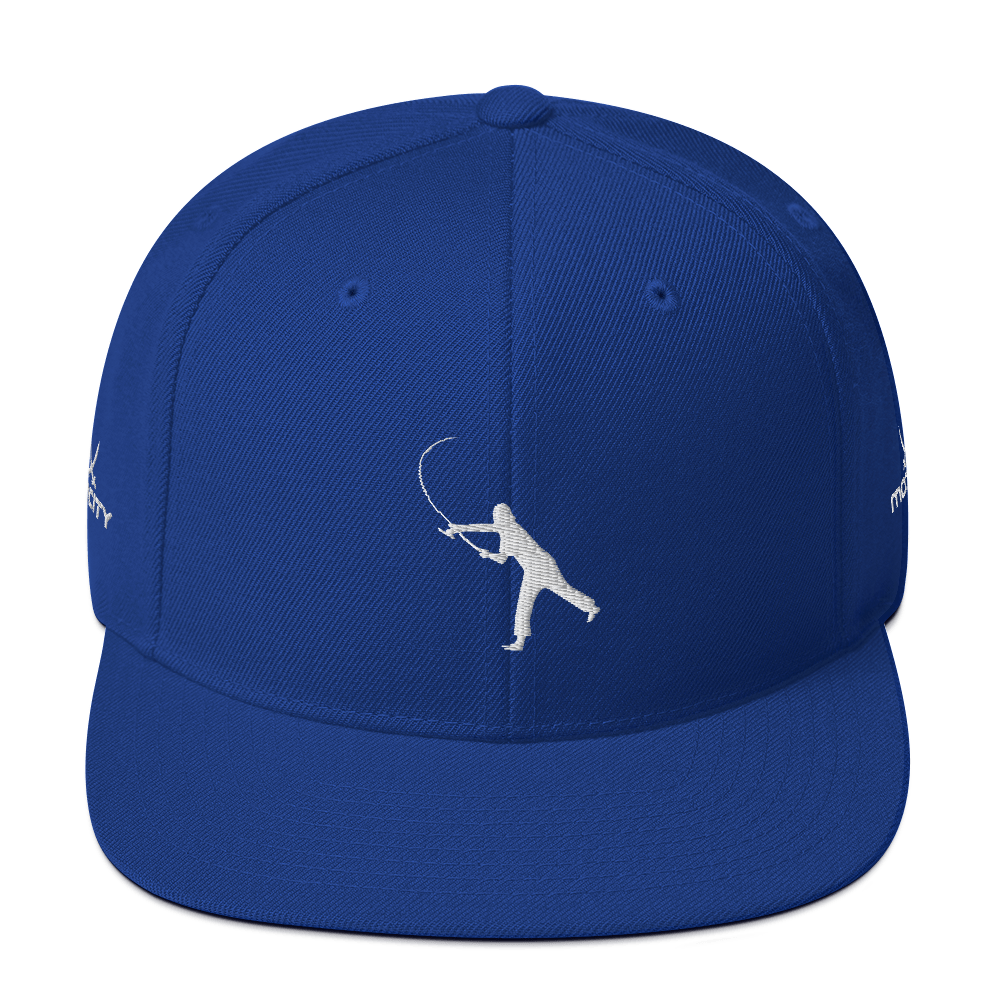 Snapback Hat White Fishing Logo