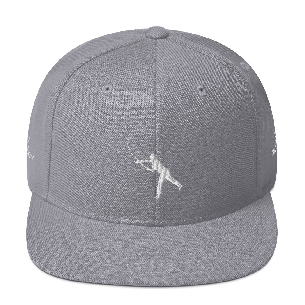 Snapback Hat White Fishing Logo