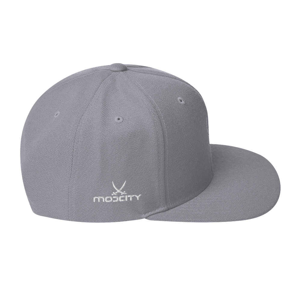 Snapback Hat White Fishing Logo