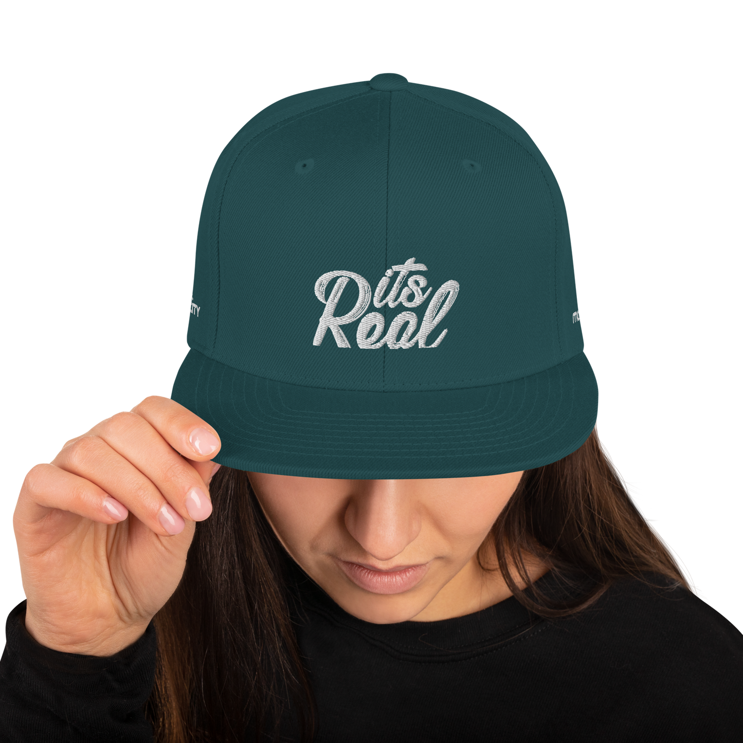 Its Real Snapback Hat White Text